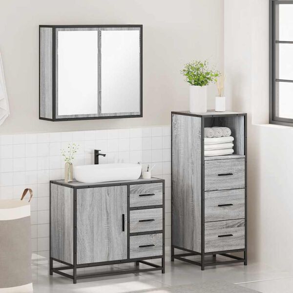 vidaXL Ensemble de meubles de salle de bain 3 pcs Sonoma gris
