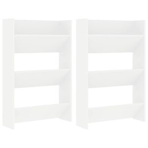 vidaXL Armoires &agrave; chaussures murales 2 pcs Blanc 60x18x90 cm Agglom&eacute;r&eacute;
