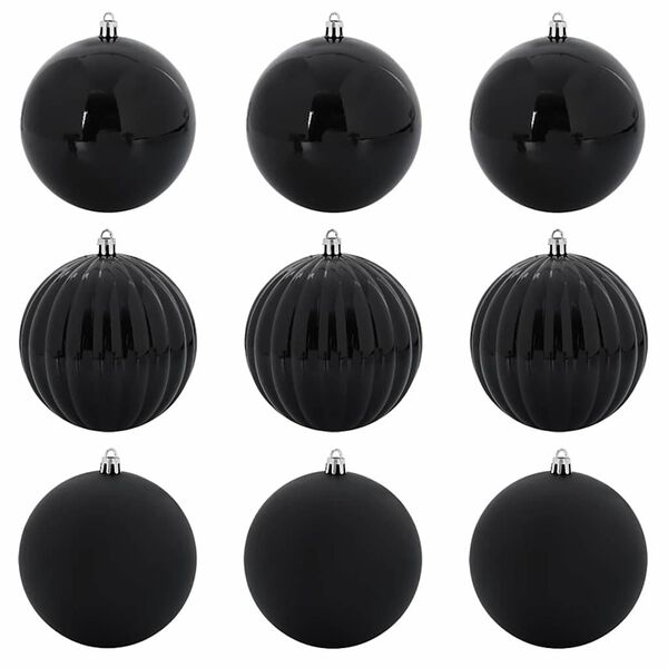 vidaXL Ensemble de Boules de No&euml;l XL 9 pcs Noir Plastique