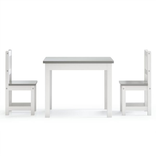 vidaXL Ensemble de table et chaises enfants 3 pcs Blanc et gris MDF