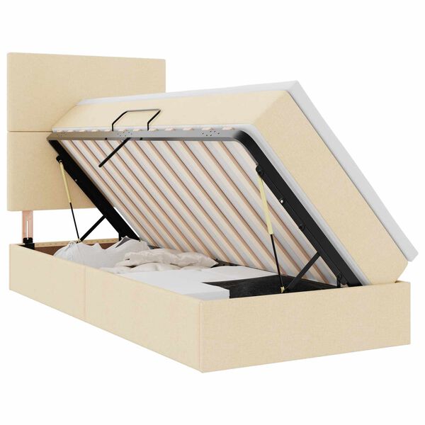 vidaXL Lit avec rangement et matelas Cr&egrave;me 100 x 200 cm Polyester