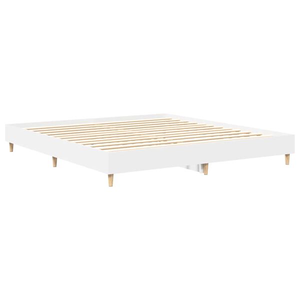 vidaXL Cadre de lit sans matelas blanc 200x200 cm bois d'ingénierie