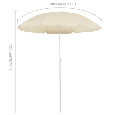 vidaXL Parasol de jardin avec mât en acier sable 180 cm