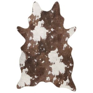vidaXL Tapis marron et blanc motif vache lavable