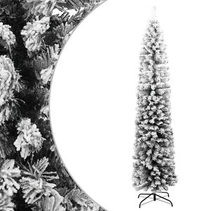 vidaXL Sapin de No&euml;l artificiel mince flocon de neige vert 240 cm PVC