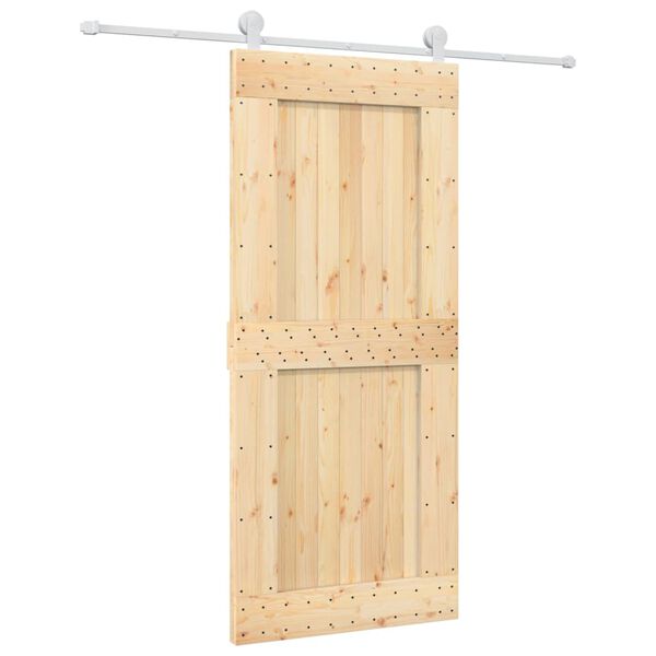 vidaXL Porte coulissante et kit de quincaillerie 90x210 cm pin massif