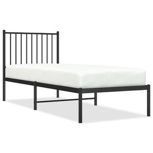 vidaXL Cadre de lit m&eacute;tal sans matelas avec t&ecirc;te de lit noir 75x190 cm