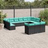 vidaXL Salon de jardin avec coussins 13 pcs noir r&eacute;sine tress&eacute;e