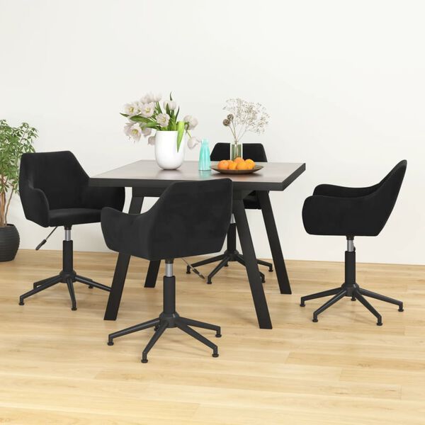 vidaXL Chaises pivotantes &agrave; manger lot de 4 noir velours
