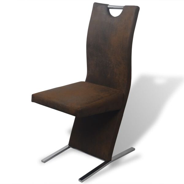 vidaXL Chaises &agrave; manger lot de 2 marron tissu