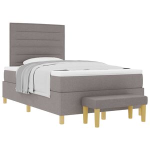 vidaXL Lit &agrave; ressorts avec t&ecirc;te de lit Taupe 190 x 120 cm tissu