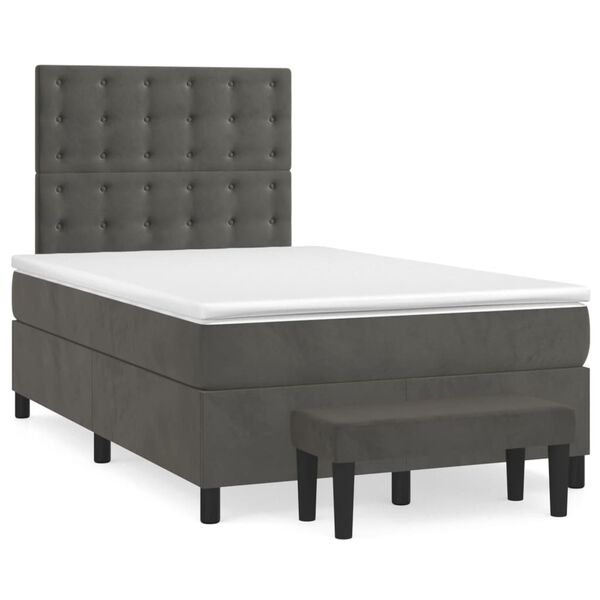 vidaXL Sommier &agrave; lattes de lit et matelas gris fonc&eacute; 120x190cm velours