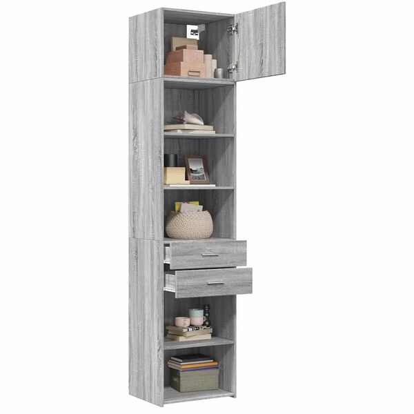 vidaXL Armoire de rangement mince sonoma gris 50x42,5x225 cm