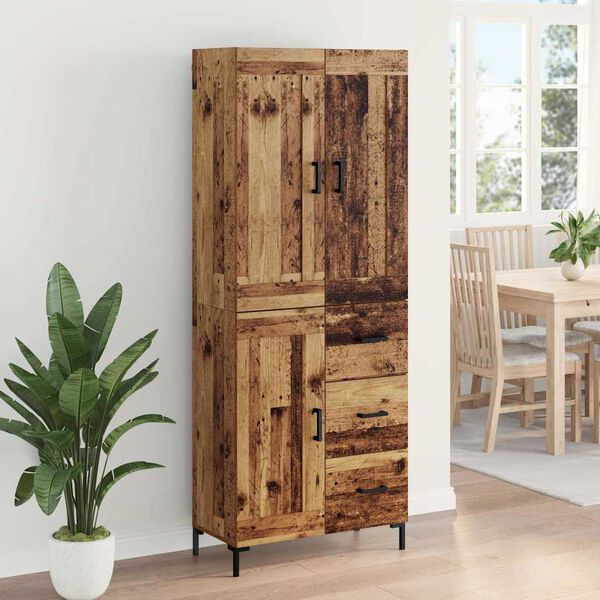 vidaXL Haut Armoire avec tiroir 2 pcs Bois Ancien Bois d'ing&eacute;nierie