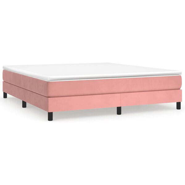 vidaXL Sommier &agrave; lattes de lit avec matelas Rose 160x200 cm Velours