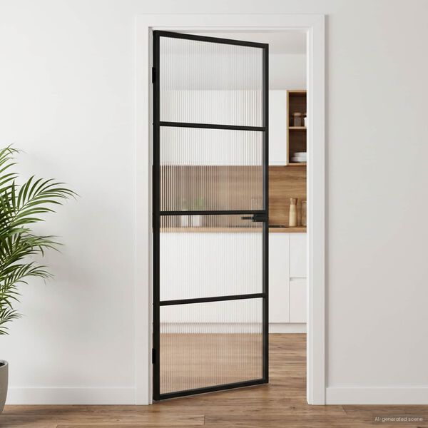 vidaXL Porte de maison 76 x 201,5 x 3,5 cm Aluminium et Verre Tremp&eacute;