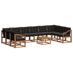 vidaXL Ensemble de canap&eacute;s d'ext&eacute;rieur 11 pc Naturel et Noir