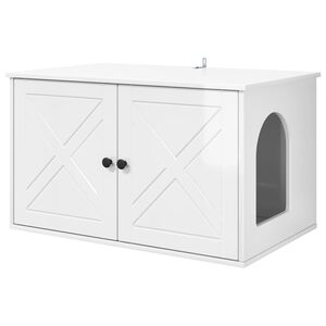 vidaXL Maison pour chat Blanc Brillant 85 x 55 x 50,5 cm