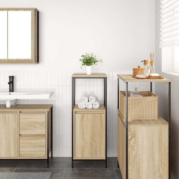 vidaXL Meuble de salle de bain avec étagères chêne sonoma 36x35x95 cm