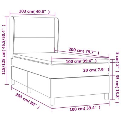 vidaXL Sommier à lattes de lit avec matelas Gris foncé 100x200 cm