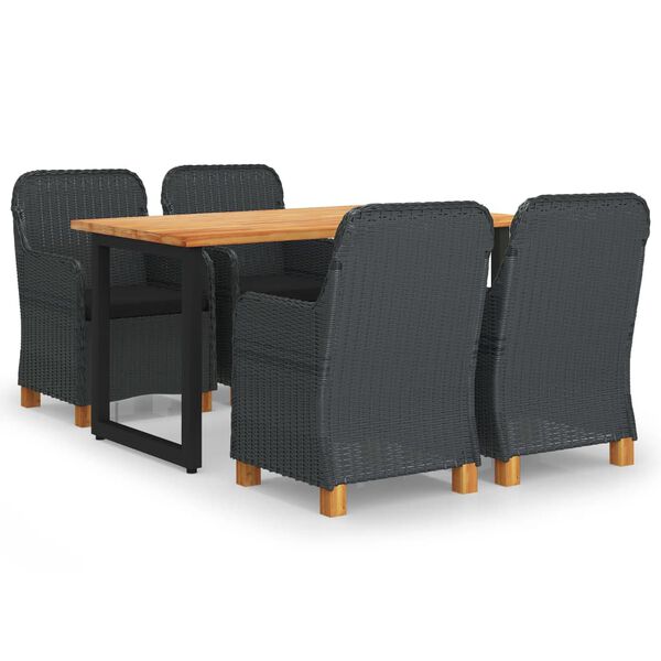 vidaXL Ensemble &agrave; manger de jardin avec coussins 5 pcs R&eacute;sine tress&eacute;e