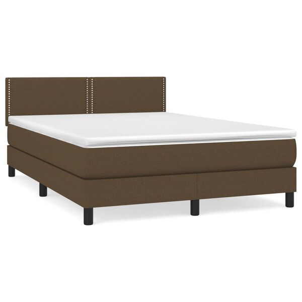 vidaXL Sommier &agrave; lattes de lit avec matelas Marron fonc&eacute; 140x200 cm