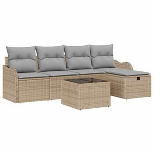vidaXL Ensemble de canap&eacute; de jardin 6 pcs Beige et Gris clair