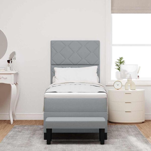 vidaXL Lit &agrave; ressorts avec matelas Gris clair 80 x 200 cm tissu