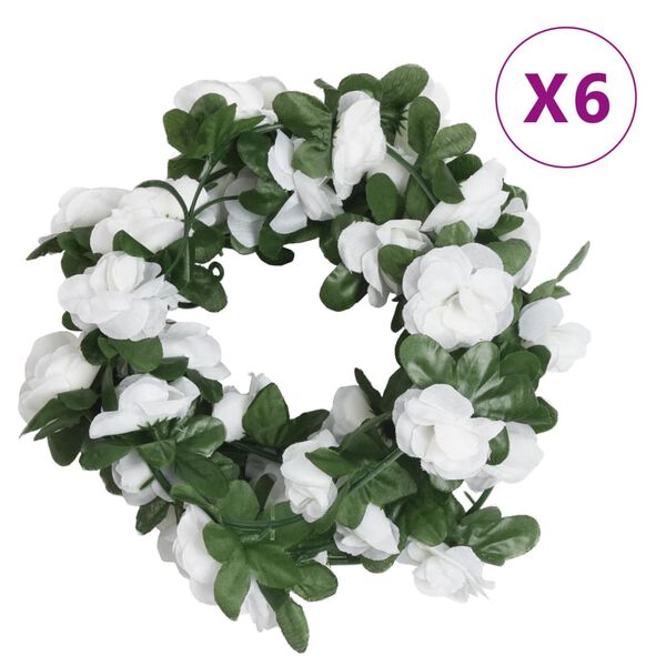 vidaXL Guirlandes de fleurs de No&euml;l 6 pcs blanc 250 cm