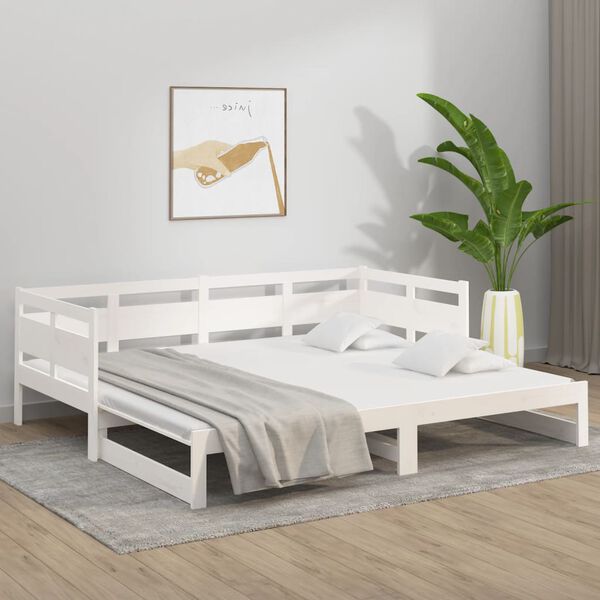 vidaXL Lit coulissant sans matelas blanc 2x(80x200)cm
