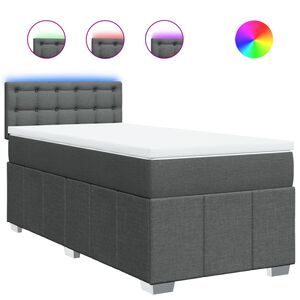 vidaXL Sommier &agrave; lattes de lit et matelas Gris fonc&eacute; 90x190 cm Tissu