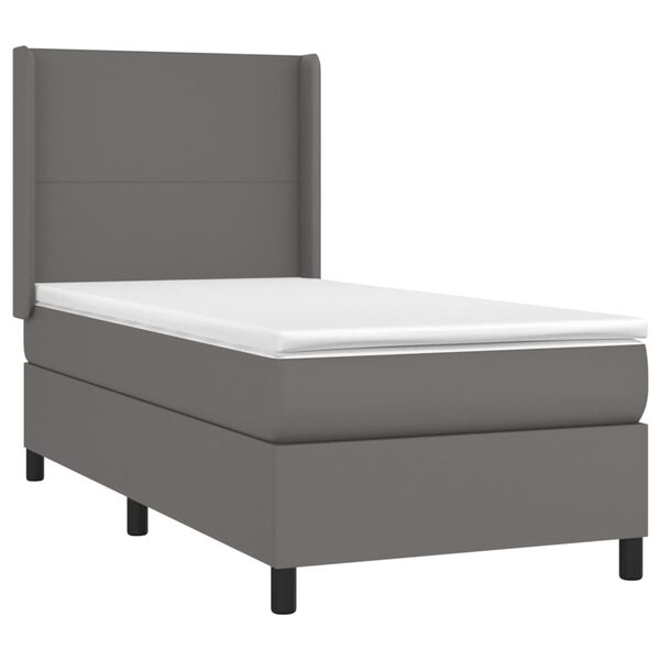 vidaXL Sommier &agrave; lattes de lit matelas LED Gris 90x190 cm Similicuir