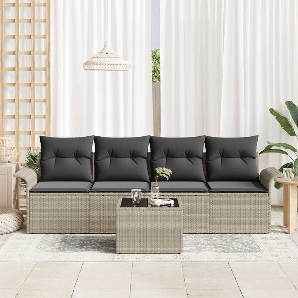 vidaXL Ensemble de canap&eacute; de jardin 5 pcs Gris clair et gris fonc&eacute;