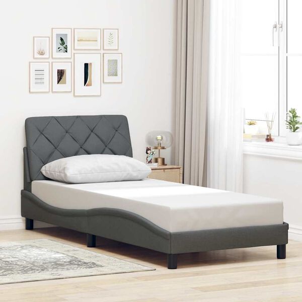 vidaXL Cadre de lit sans matelas gris fonc&eacute; 90x200 cm tissu