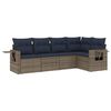 vidaXL Ensemble de canap&eacute; de jardin 5 pcs avec coussins gris r&eacute;sine tress&eacute;e