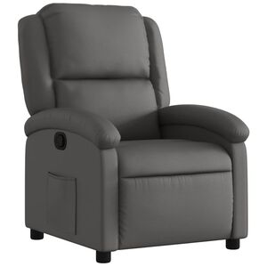 vidaXL Fauteuil inclinable en cuir v&eacute;ritable gris