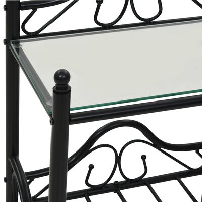 vidaXL Table de chevet 2 pcs Acier et verre trempé 45x30,5x60 cm Noir
