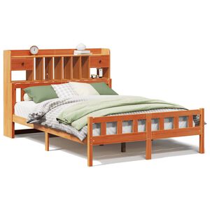 vidaXL Lit biblioth&egrave;que sans matelas cire marron 150x200 cm pin massif