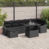 vidaXL Ensemble de canapé de jardin avec coussin 8 pcs Noir Poly rotin