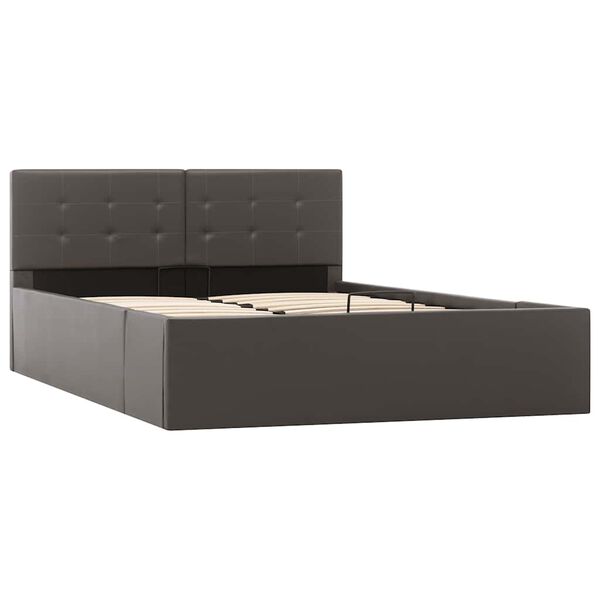 vidaXL Cadre de lit &agrave; rangement hydraulique Gris Similicuir 120x200 cm