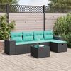 vidaXL Salon de jardin 6 pcs avec coussins noir r&eacute;sine tress&eacute;e