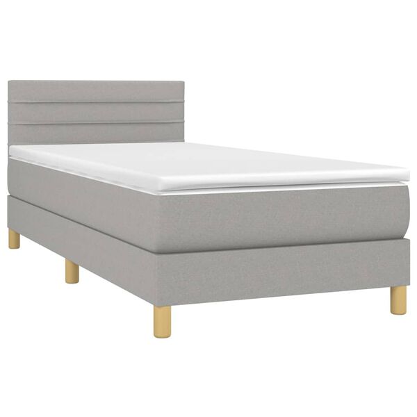 vidaXL Sommier &agrave; lattes de lit avec matelas et LED Gris clair 90x190cm