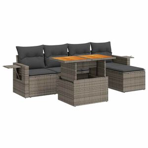 vidaXL Salon de jardin 6 pcs avec coussins gris r&eacute;sine tress&eacute;e