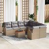 vidaXL Ensemble de canapé de jardin 9 pcs Beige Poly rotin