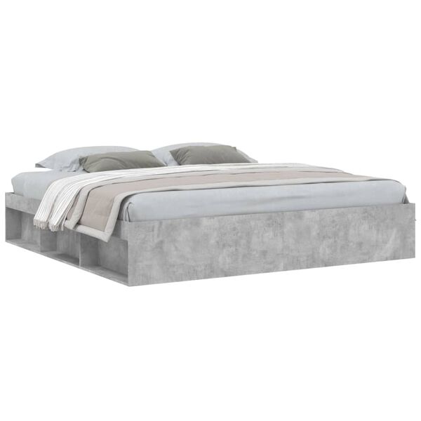 vidaXL Cadre de lit sans matelas gris béton 200x200 cm