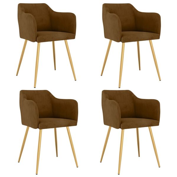 vidaXL Chaises &agrave; manger lot de 4 marron velours