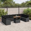 vidaXL Ensemble de canap&eacute; de jardin 11 pcs Noir Poly rotin