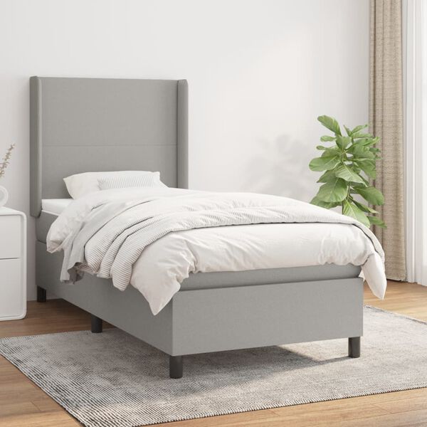 vidaXL Sommier &agrave; lattes de lit avec matelas Gris clair 80x200 cm Tissu