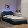 vidaXL Cadre de lit avec LED sans matelas Hvar bleu 100x200 cm tissu