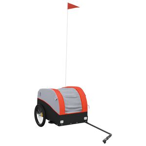 vidaXL Remorque de v&eacute;lo noir et orange 30 kg fer